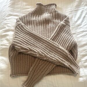 H&M Ribbed Knit Turtleneck Sweater - Brown